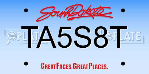 TA5S8T South Dakota License Plate