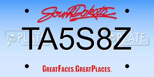 TA5S8Z South Dakota License Plate