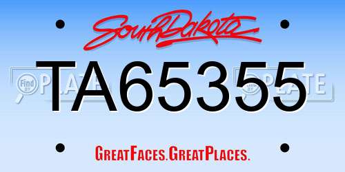 TA65355 South Dakota License Plate
