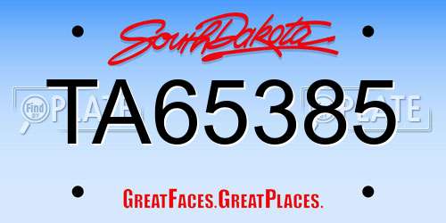 TA65385 South Dakota License Plate