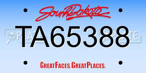 TA65388 South Dakota License Plate