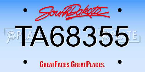 TA68355 South Dakota License Plate