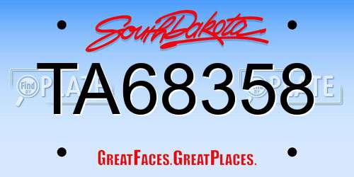 TA68358 South Dakota License Plate