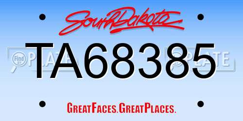 TA68385 South Dakota License Plate