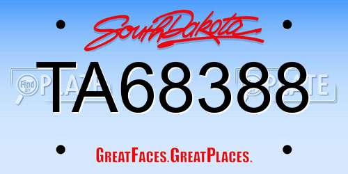 TA68388 South Dakota License Plate