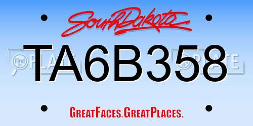 TA6B358 South Dakota License Plate