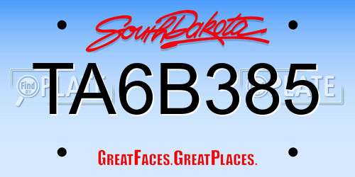 TA6B385 South Dakota License Plate