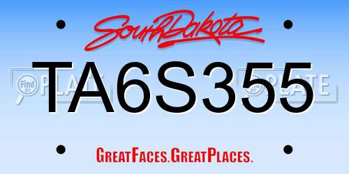 TA6S355 South Dakota License Plate