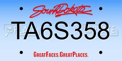 TA6S358 South Dakota License Plate