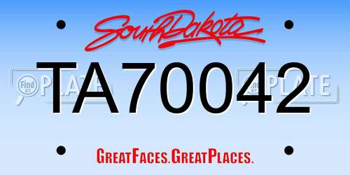 TA70042 South Dakota License Plate