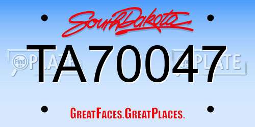 TA70047 South Dakota License Plate