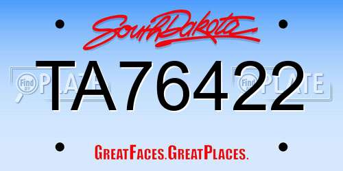 TA76422 South Dakota License Plate