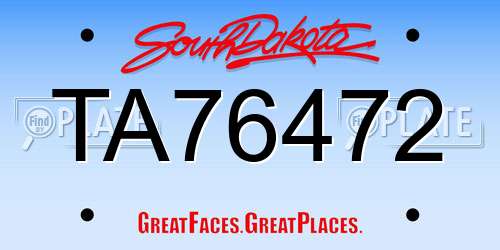 TA76472 South Dakota License Plate