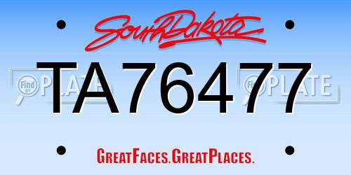 TA76477 South Dakota License Plate