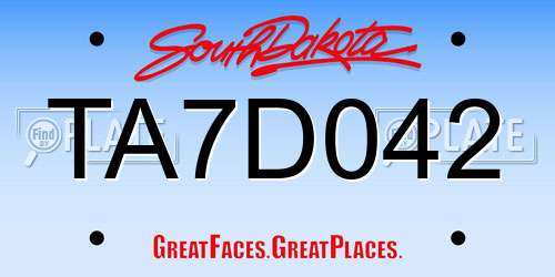 TA7D042 South Dakota License Plate