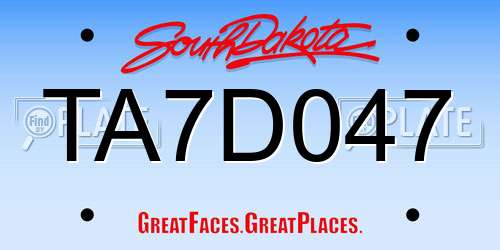 TA7D047 South Dakota License Plate