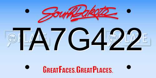 TA7G422 South Dakota License Plate
