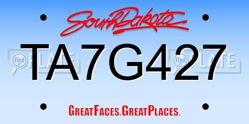 TA7G427 South Dakota License Plate