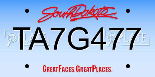 TA7G477 South Dakota License Plate