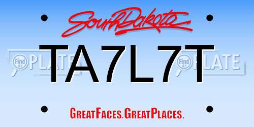 TA7L7T South Dakota License Plate