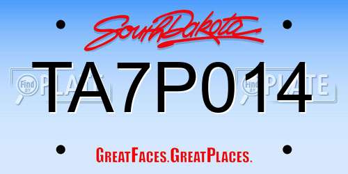 TA7P014 South Dakota License Plate
