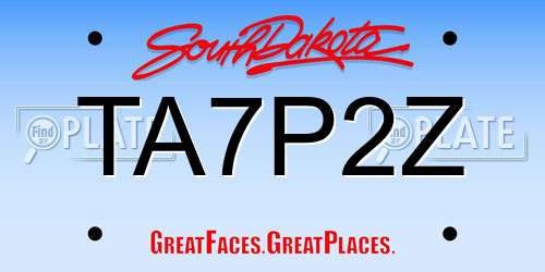 TA7P2Z South Dakota License Plate