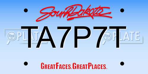 TA7P7T South Dakota License Plate
