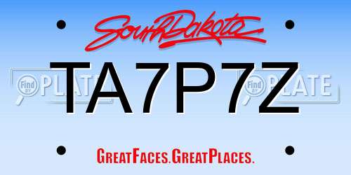 TA7P7Z South Dakota License Plate