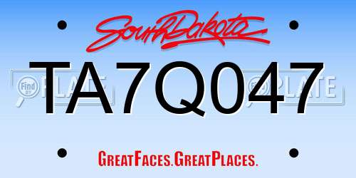 TA7Q047 South Dakota License Plate
