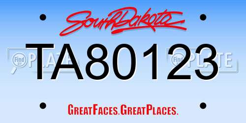 TA80123 South Dakota License Plate