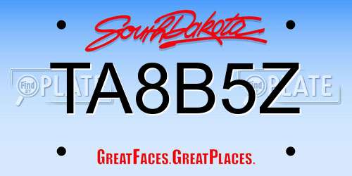TA8B5Z South Dakota License Plate