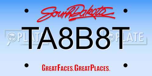 TA8B8T South Dakota License Plate