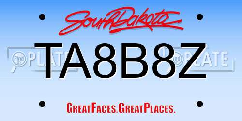 TA8B8Z South Dakota License Plate