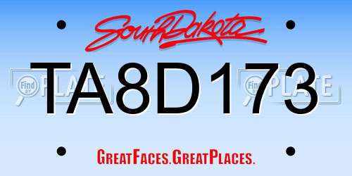 TA8D173 South Dakota License Plate