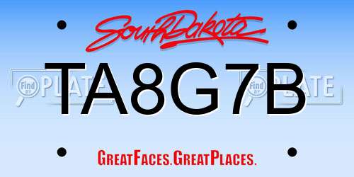 TA8G7B South Dakota License Plate