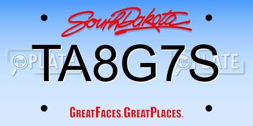 TA8G7S South Dakota License Plate