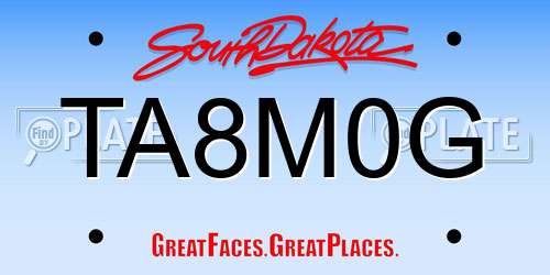 TA8M0G South Dakota License Plate