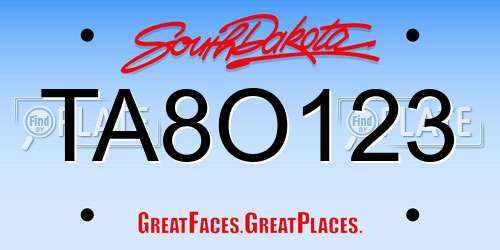 TA8O123 South Dakota License Plate