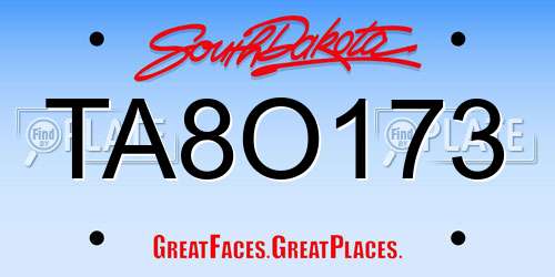 TA8O173 South Dakota License Plate