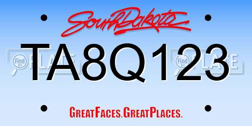 TA8Q123 South Dakota License Plate