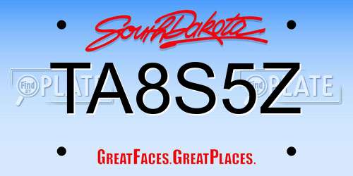 TA8S5Z South Dakota License Plate