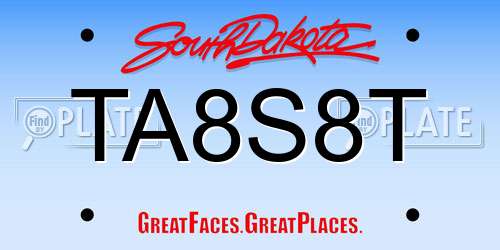 TA8S8T South Dakota License Plate