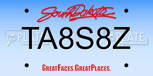 TA8S8Z South Dakota License Plate