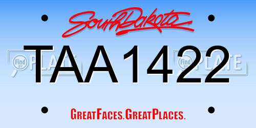 TAA1422 South Dakota License Plate