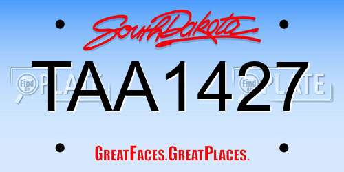 TAA1427 South Dakota License Plate