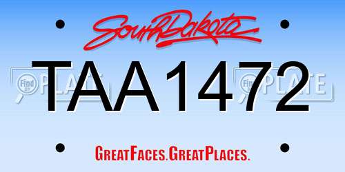 TAA1472 South Dakota License Plate
