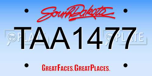 TAA1477 South Dakota License Plate