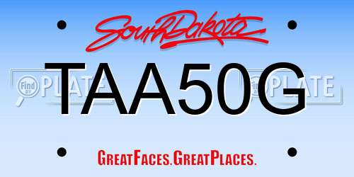 TAA50G South Dakota License Plate