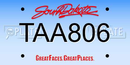 TAA806 South Dakota License Plate