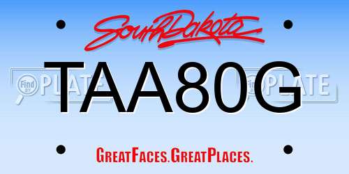 TAA80G South Dakota License Plate